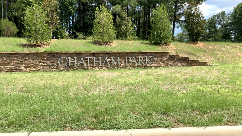 Entrance sign to Chatham Park